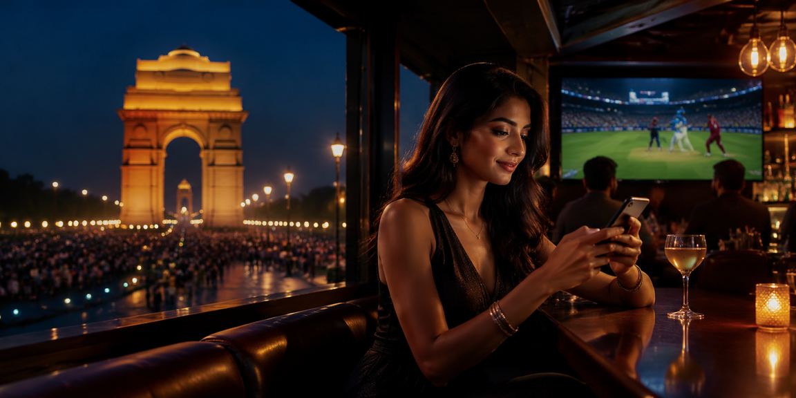 Cricket fan betting online near India Gate, Delhi